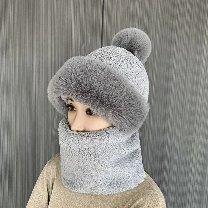 Conjunto de bufanda y capucha de invierno