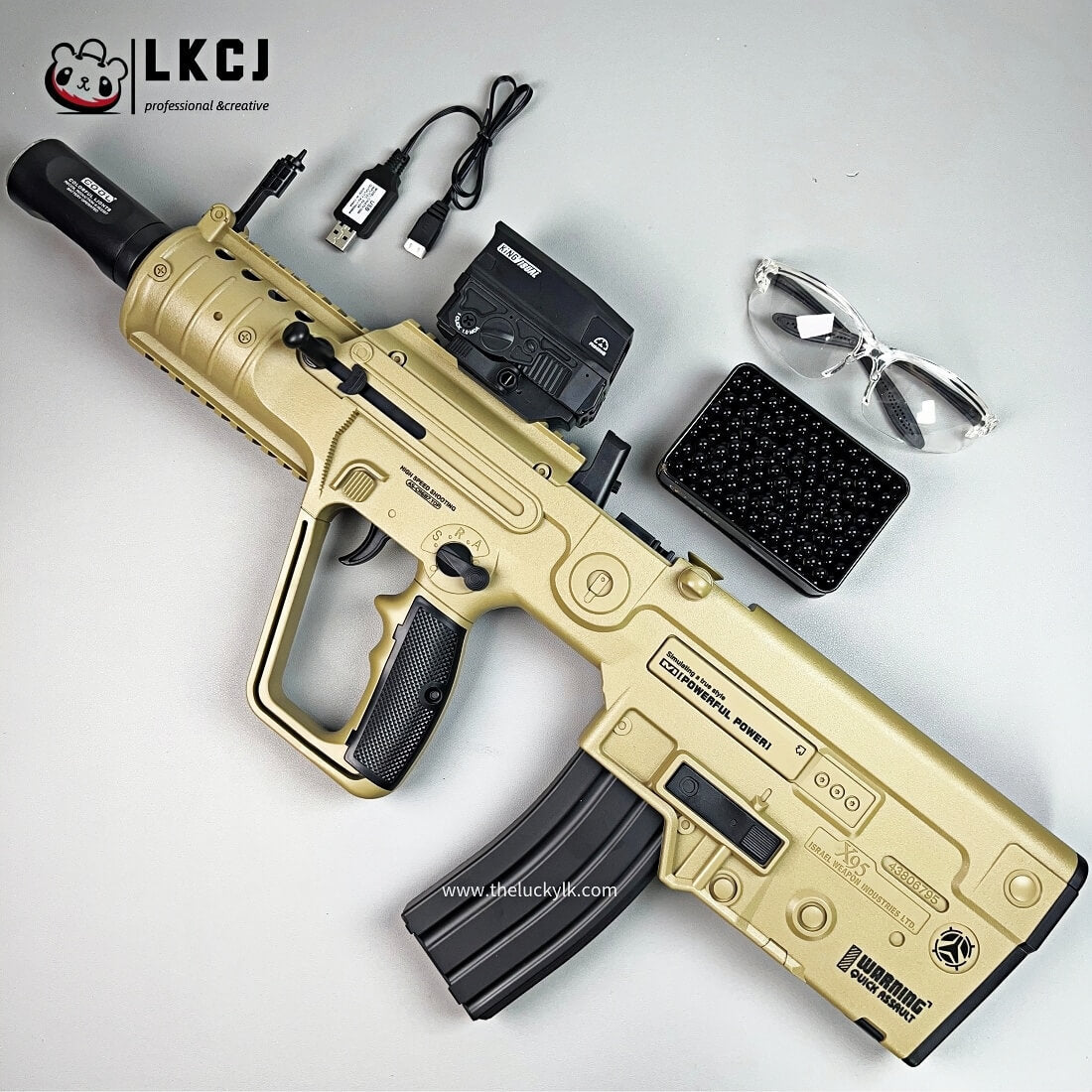 Exquisite Engraving X95 Gel Blaster High Rate of Fire Smooth Shooting With 7 Colors of Lighted Silencer