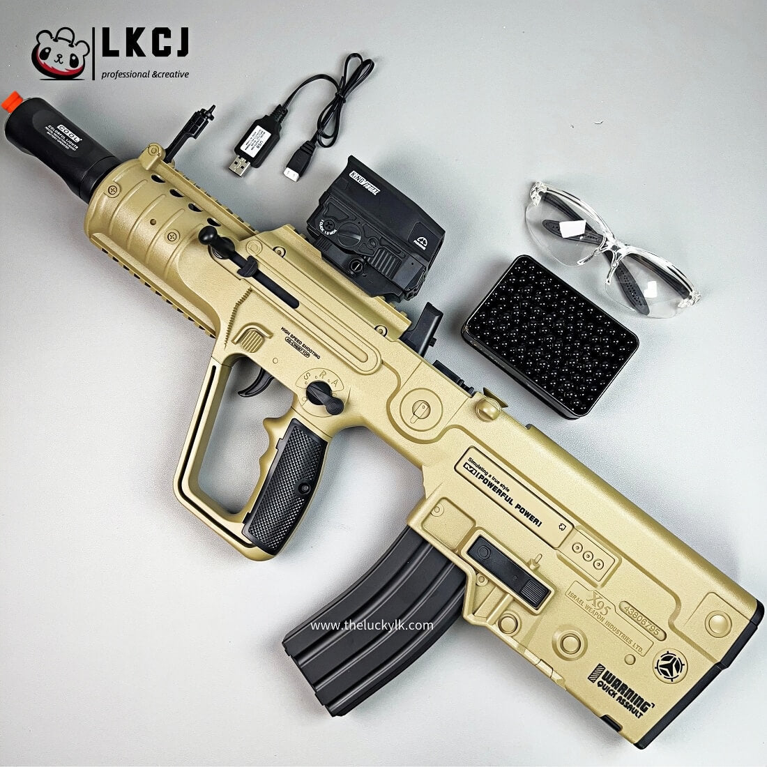 Exquisite Engraving X95 Gel Blaster High Rate of Fire Smooth Shooting With 7 Colors of Lighted Silencer