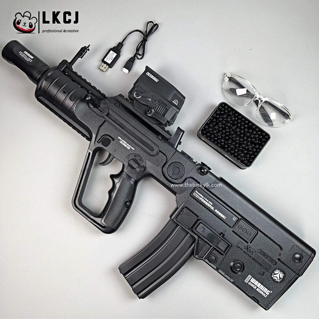 Exquisite Engraving X95 Gel Blaster High Rate of Fire Smooth Shooting With 7 Colors of Lighted Silencer