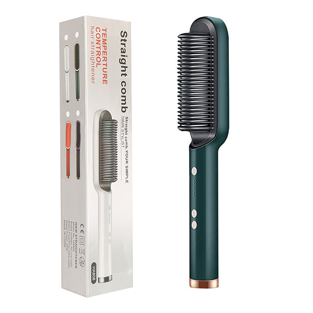 Neu 2 In 1 Haarglätter Heißer Kamm Negative Ionen Curling Tong Dual-zweck Elektrische Haar