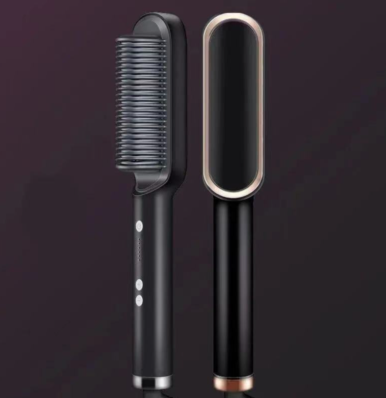 Neu 2 In 1 Haarglätter Heißer Kamm Negative Ionen Curling Tong Dual-zweck Elektrische Haar