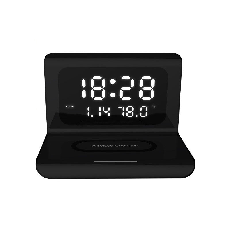 Wireless Charger Alarm Clock Fast Charge 10W Calendar Temperature and Humidity