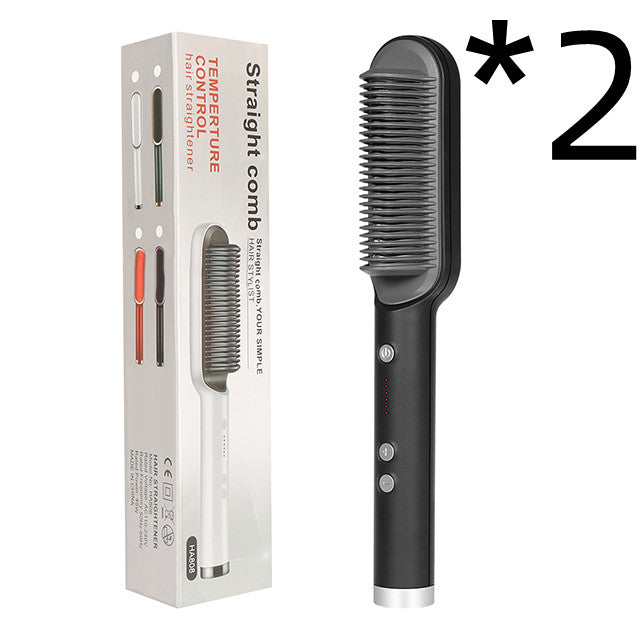 Neu 2 In 1 Haarglätter Heißer Kamm Negative Ionen Curling Tong Dual-zweck Elektrische Haar