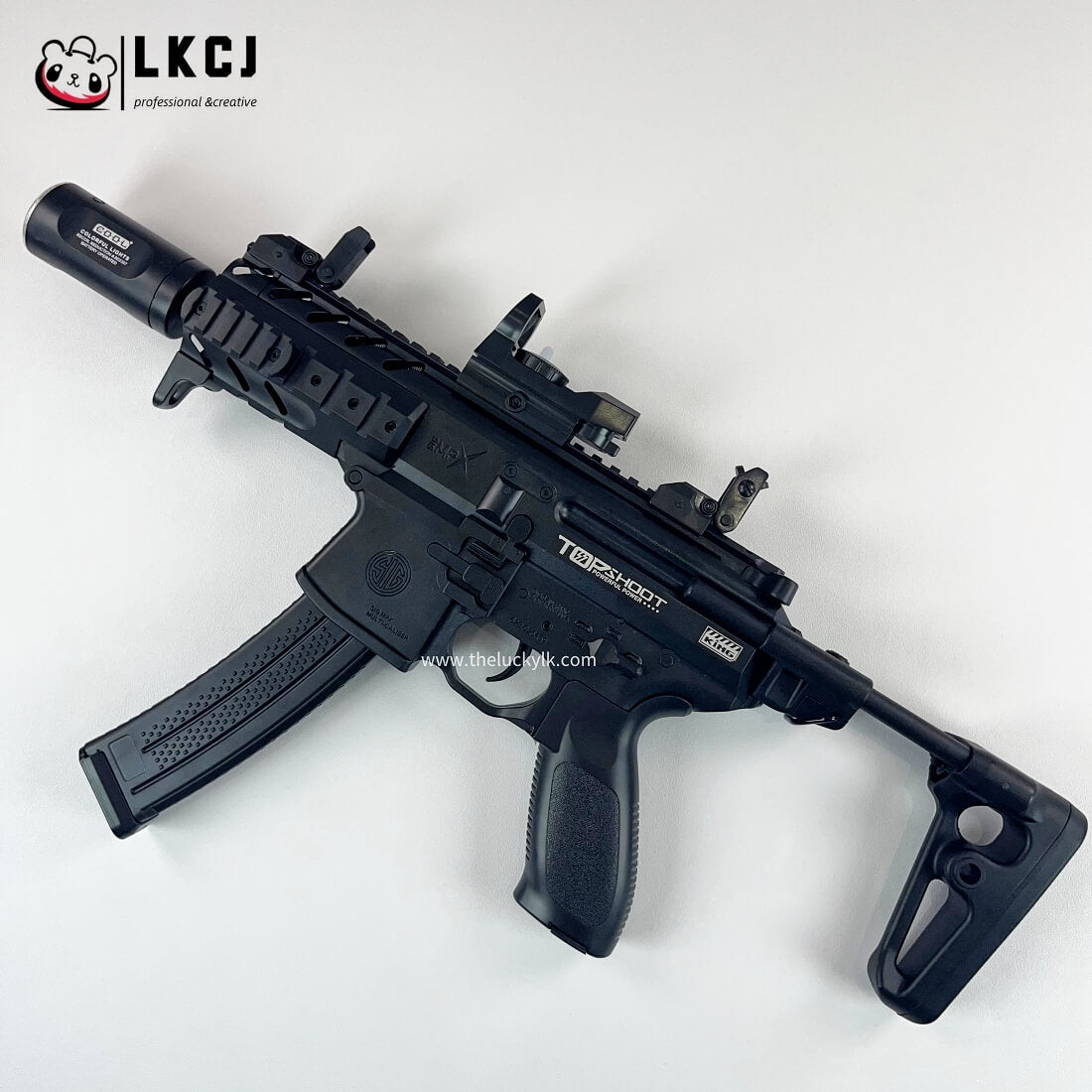 Exquisite Engraving Mpx Gel Blaster High Rate of Fire Smooth Shooting With 7 Colors of Lighted Silencer