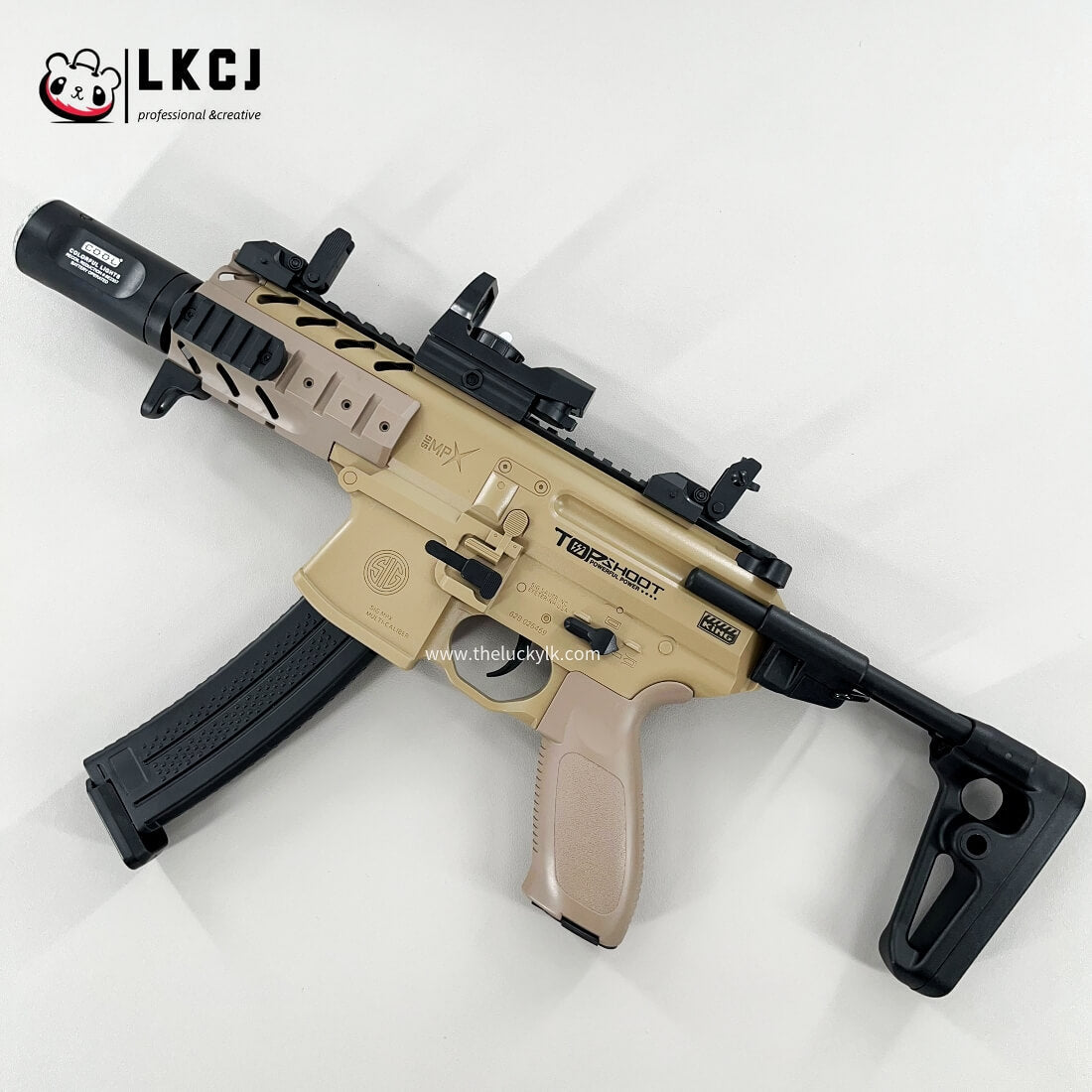 Exquisite Engraving Mpx Gel Blaster High Rate of Fire Smooth Shooting With 7 Colors of Lighted Silencer