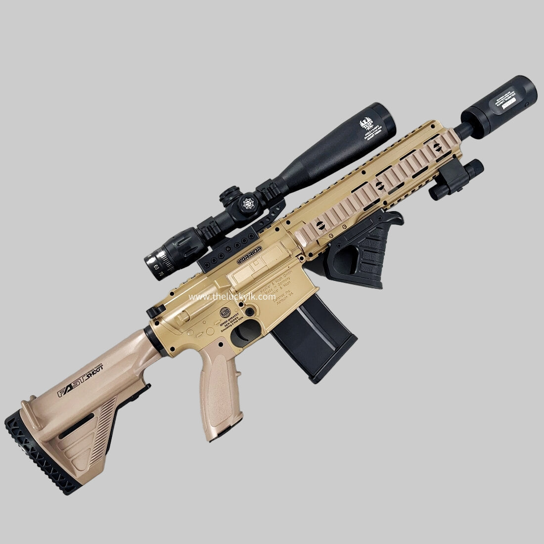 HK417 „Night Ops“ Gel Blaster mit beleuchtetem Schalldämpfer