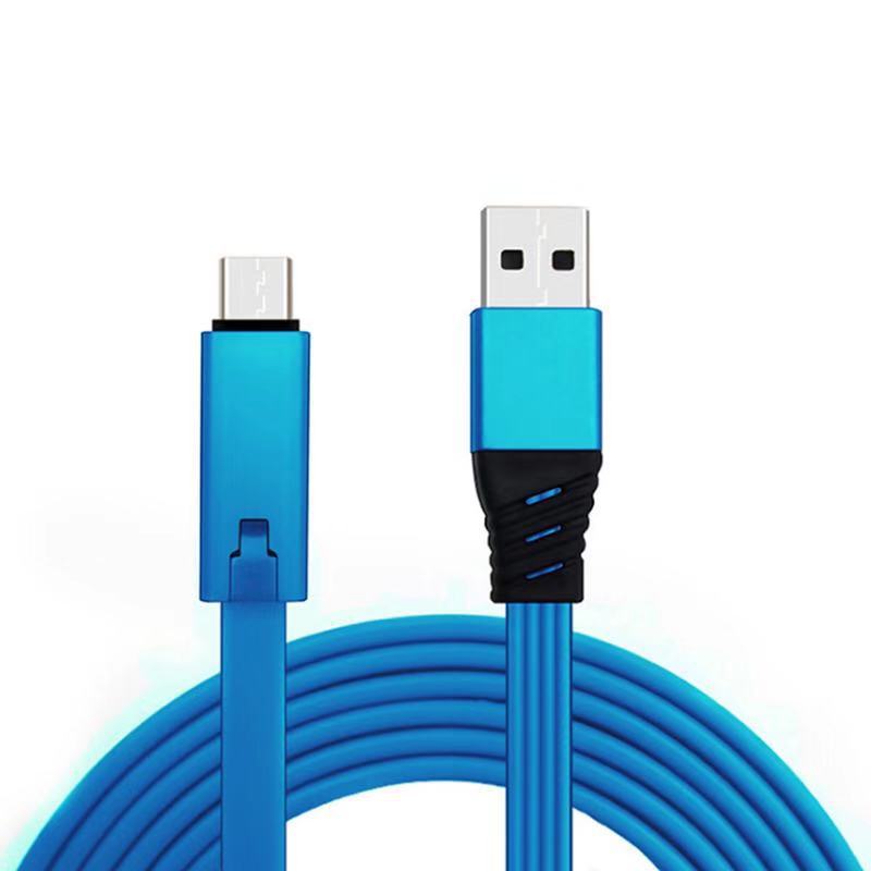 Cable de carga USB reconectable para teléfonos Micro, Type-C y I, línea de datos renovable
