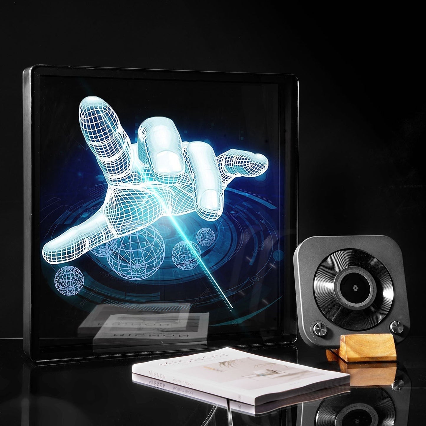 Naked-Eye 3D-Hologramm-Projektor-LED-Lüfter mit Rahmen