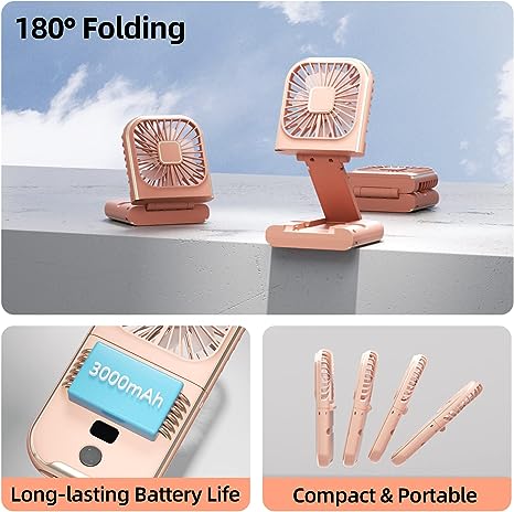 Tragbarer 3-in-1-Nackenventilator: Ventilator, Powerbank, Telefonständer