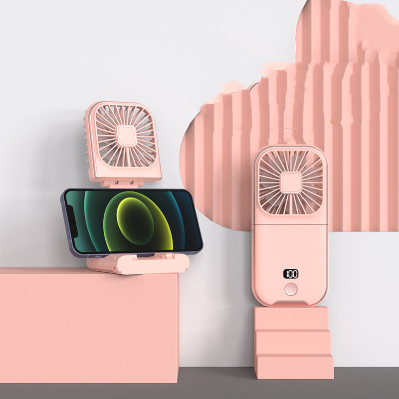 Tragbarer 3-in-1-Nackenventilator: Ventilator, Powerbank, Telefonständer