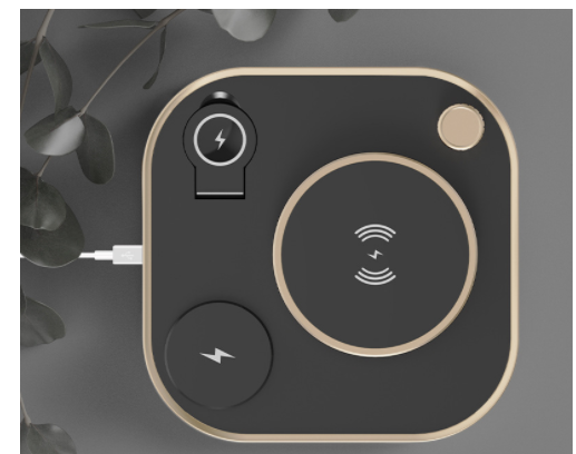 Cargador magnético inalámbrico tres en uno Lámpara de escritorio de carga rápida de 15 W Adecuado para teléfono móvil Reloj Auriculares