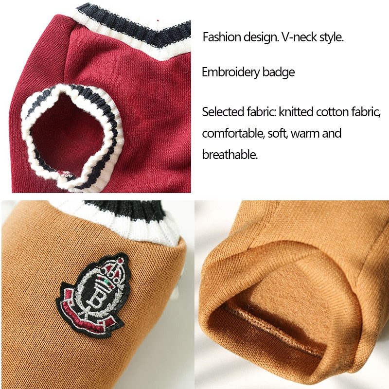 Warme Hundekleidung im College-Stil