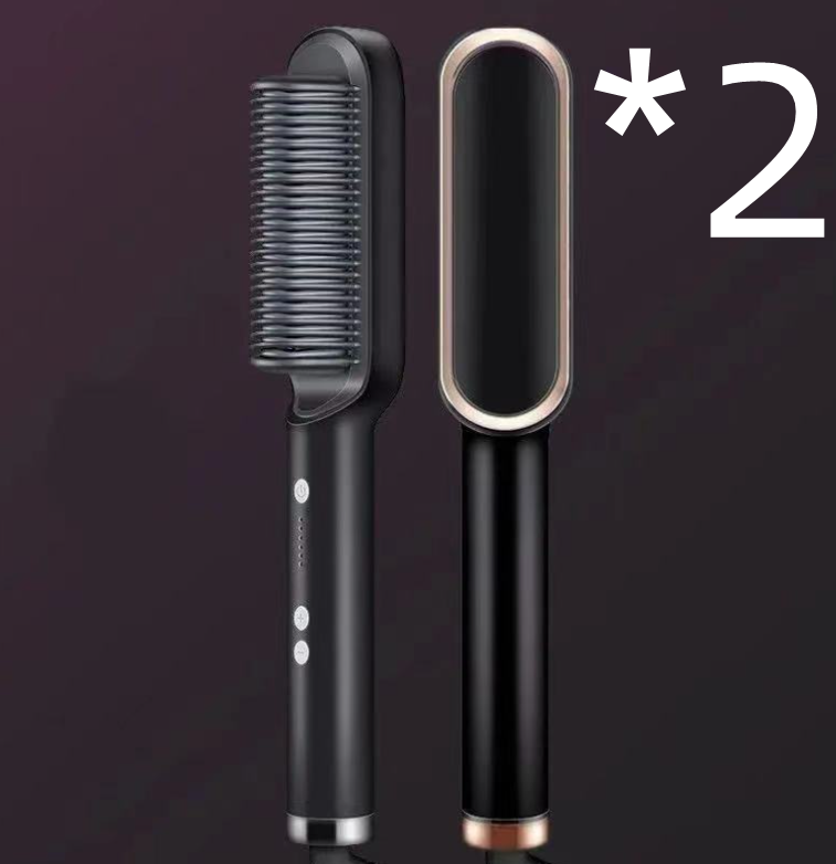 Neu 2 In 1 Haarglätter Heißer Kamm Negative Ionen Curling Tong Dual-zweck Elektrische Haar