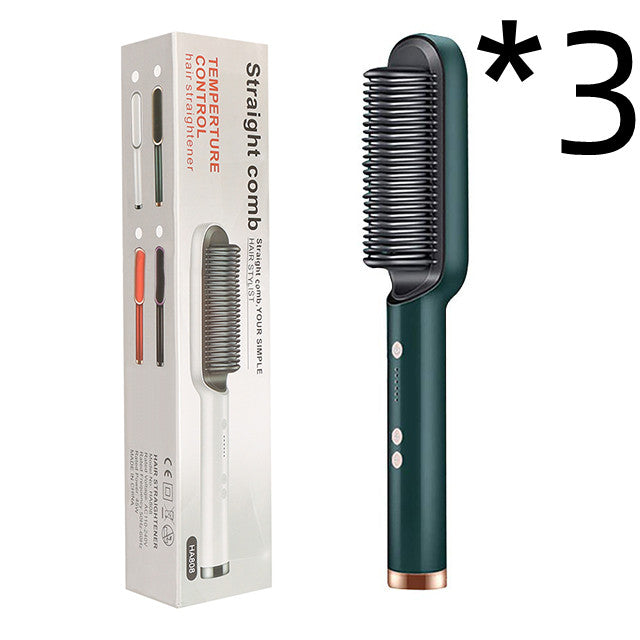 Neu 2 In 1 Haarglätter Heißer Kamm Negative Ionen Curling Tong Dual-zweck Elektrische Haar