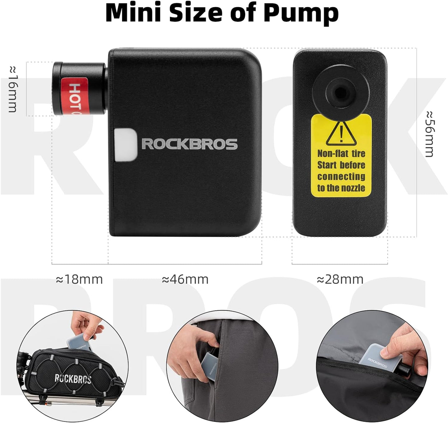 ROCKBROS AS1 Mini Elektrische Reifenpumpe 100PSI Tragbare Schnellladung