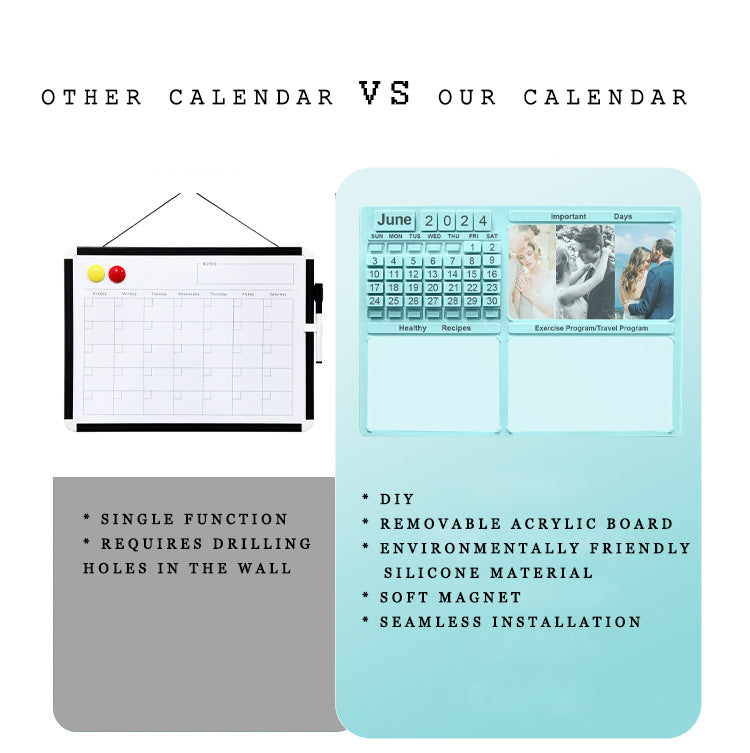 Ästhetischer Silikon-Magnetkalender für den Kühlschrank, DIY-Kühlschrankkalendermagnet für einfaches Organisieren – Natur