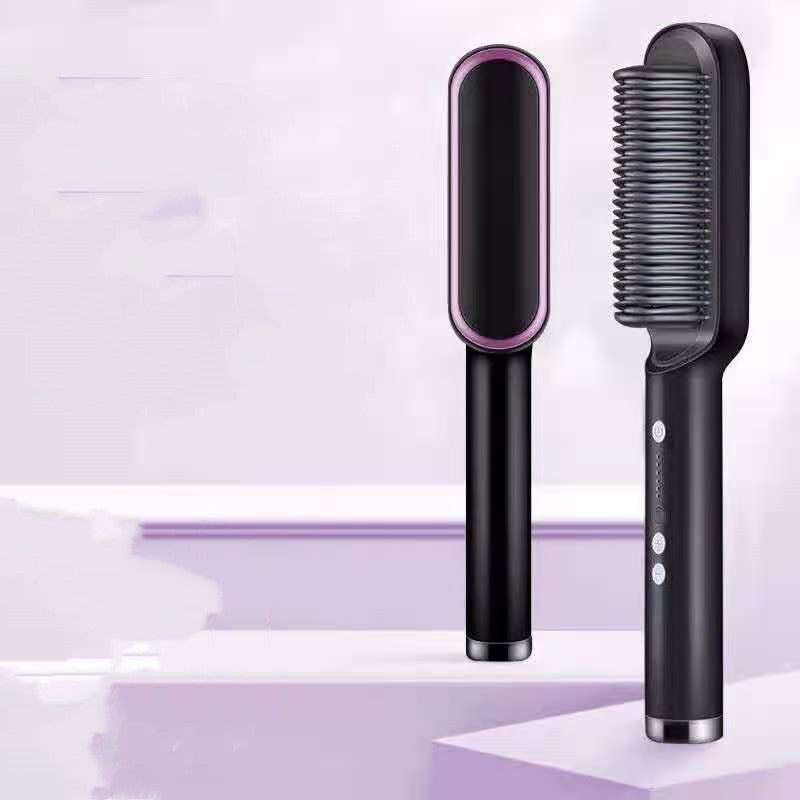 Neu 2 In 1 Haarglätter Heißer Kamm Negative Ionen Curling Tong Dual-zweck Elektrische Haar