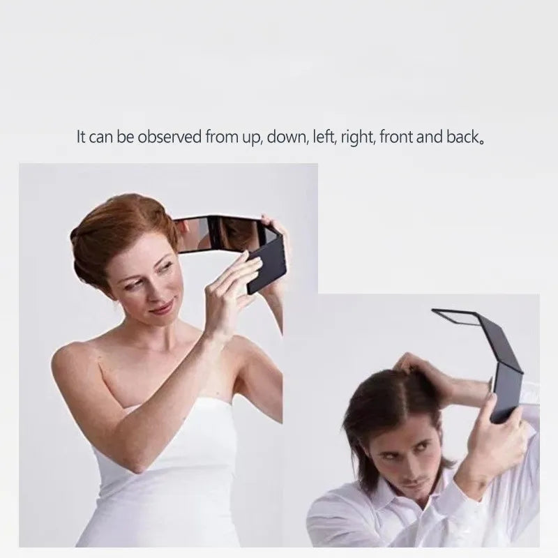 Um 360° faltbarer 4-Panel-Schminkspiegel für Haar-Styling und Pflege