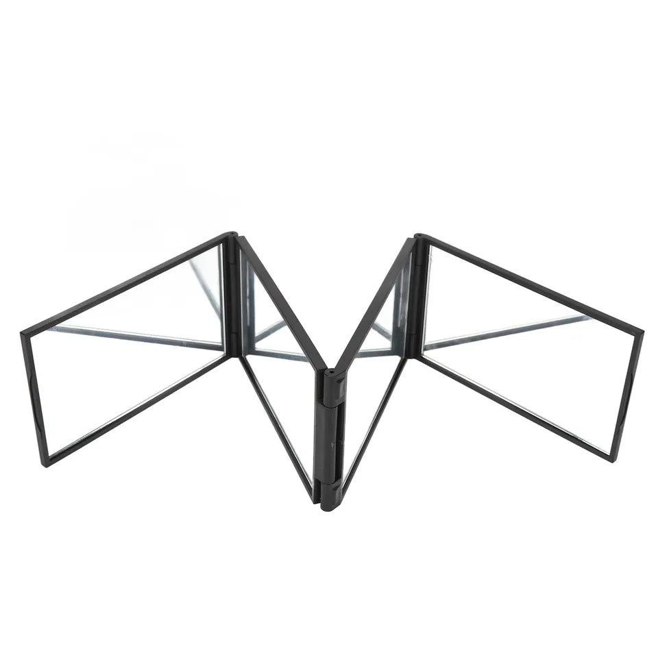 Um 360° faltbarer 4-Panel-Schminkspiegel für Haarstyling und -pflege