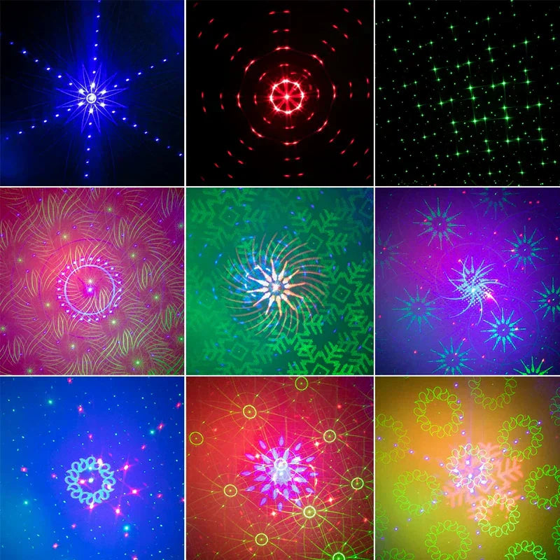 Mini DJ Disco Light: Proyector láser RGB con 48 patrones y activación por sonido