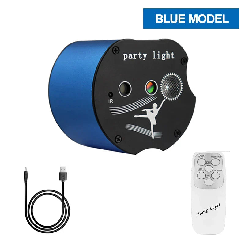 Mini DJ Disco Light: Proyector láser RGB con 48 patrones y activación por sonido