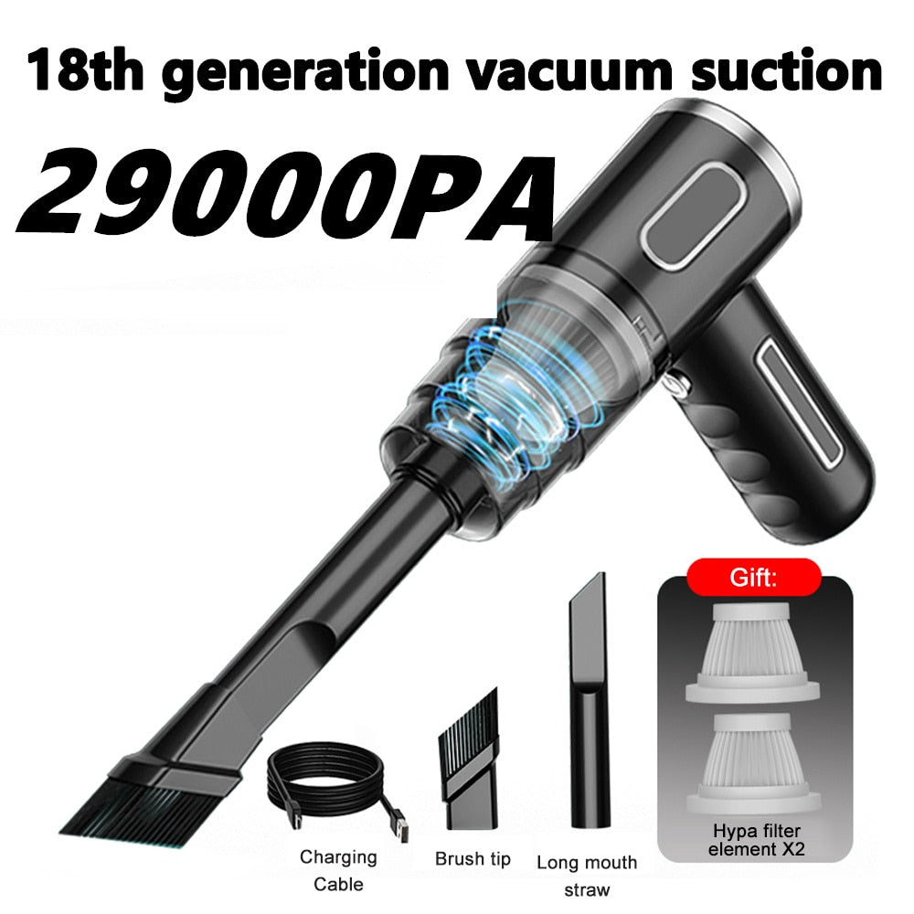 Wireless Car Vacuum Cleaner USB Charging 2000Mah Portable Mini Wet and Dry 29000Pa Vacuum Cleaner