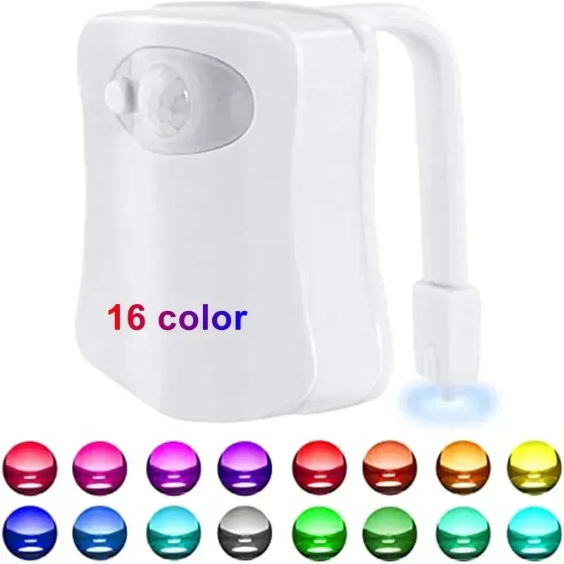 Motion Sensor LED Toilet Night Light – 16/8 Color Options