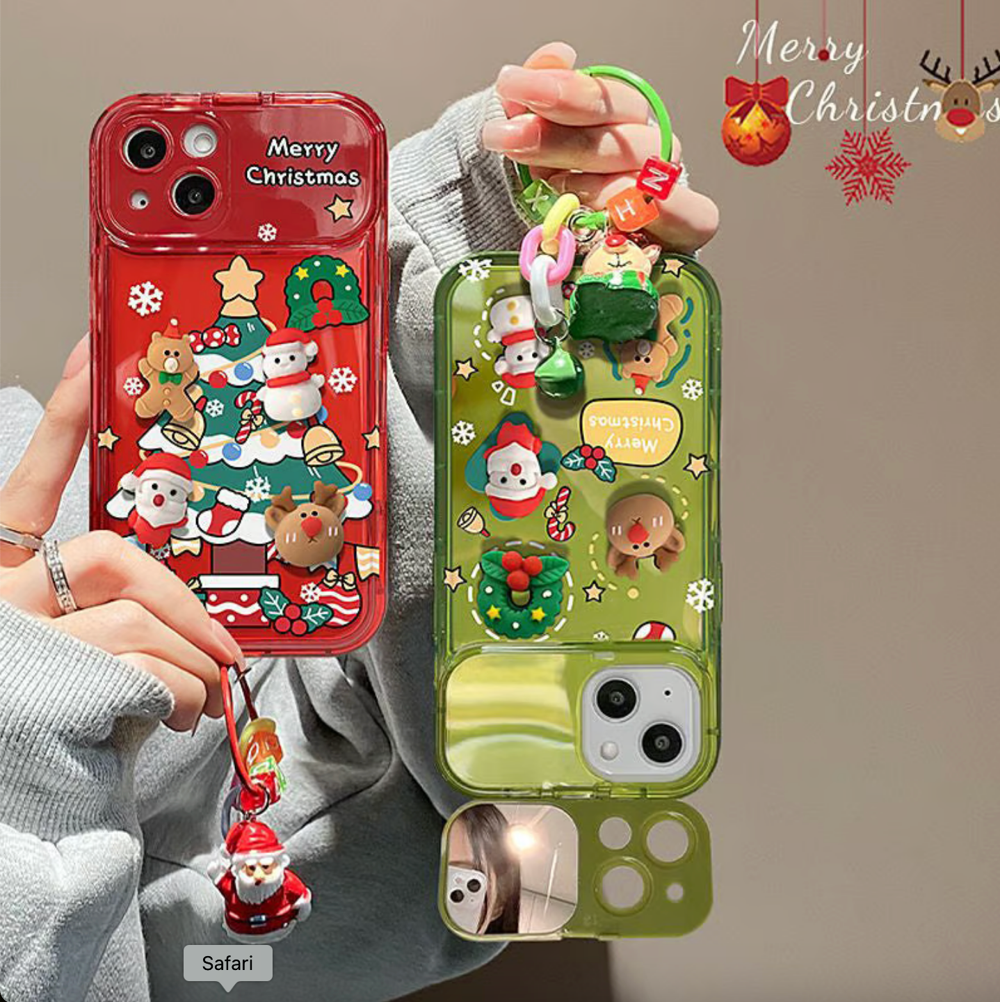 🎄Weihnachtsbaum-Anhänger Flip Mirror Case Cover für iPhone🎅