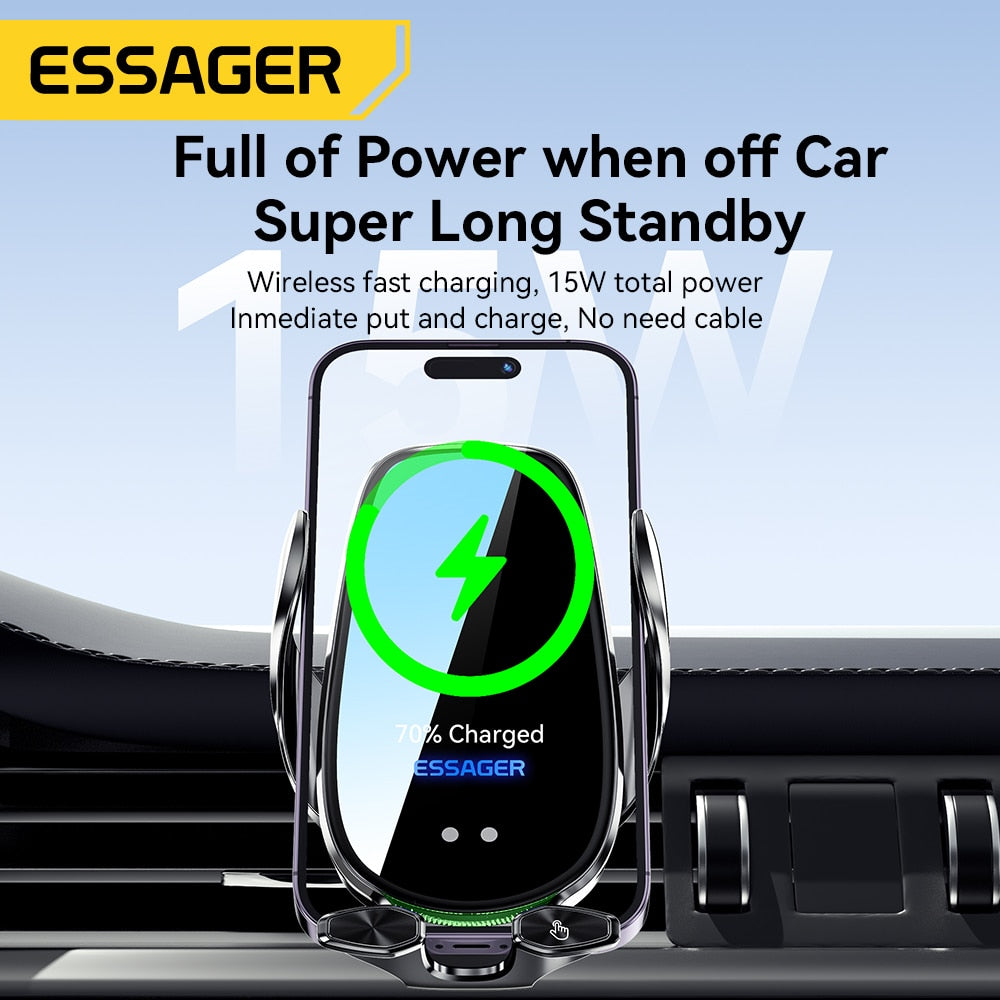 Soporte de teléfono para coche con cargador inalámbrico