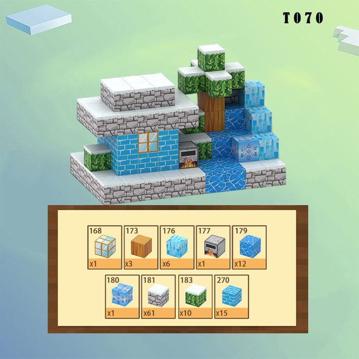 110-teiliges Magnetbaustein-Bauspielzeug – Schneehütten-Modellset – T070