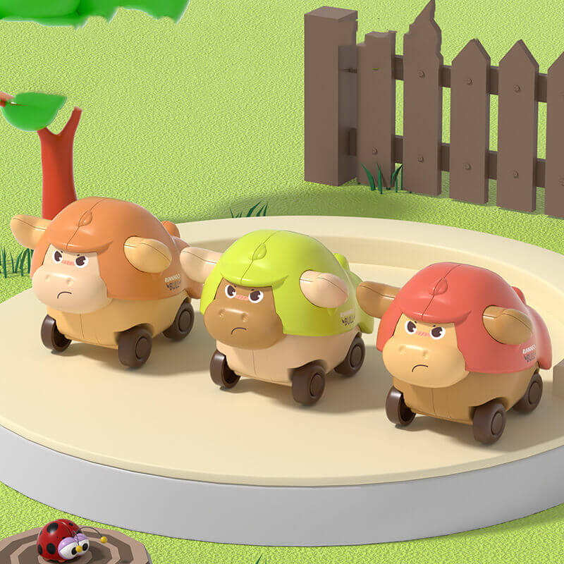 Cartoon Pädagogisches Spielzeug Auto Drücken-und-Gehen Kleine Kuh