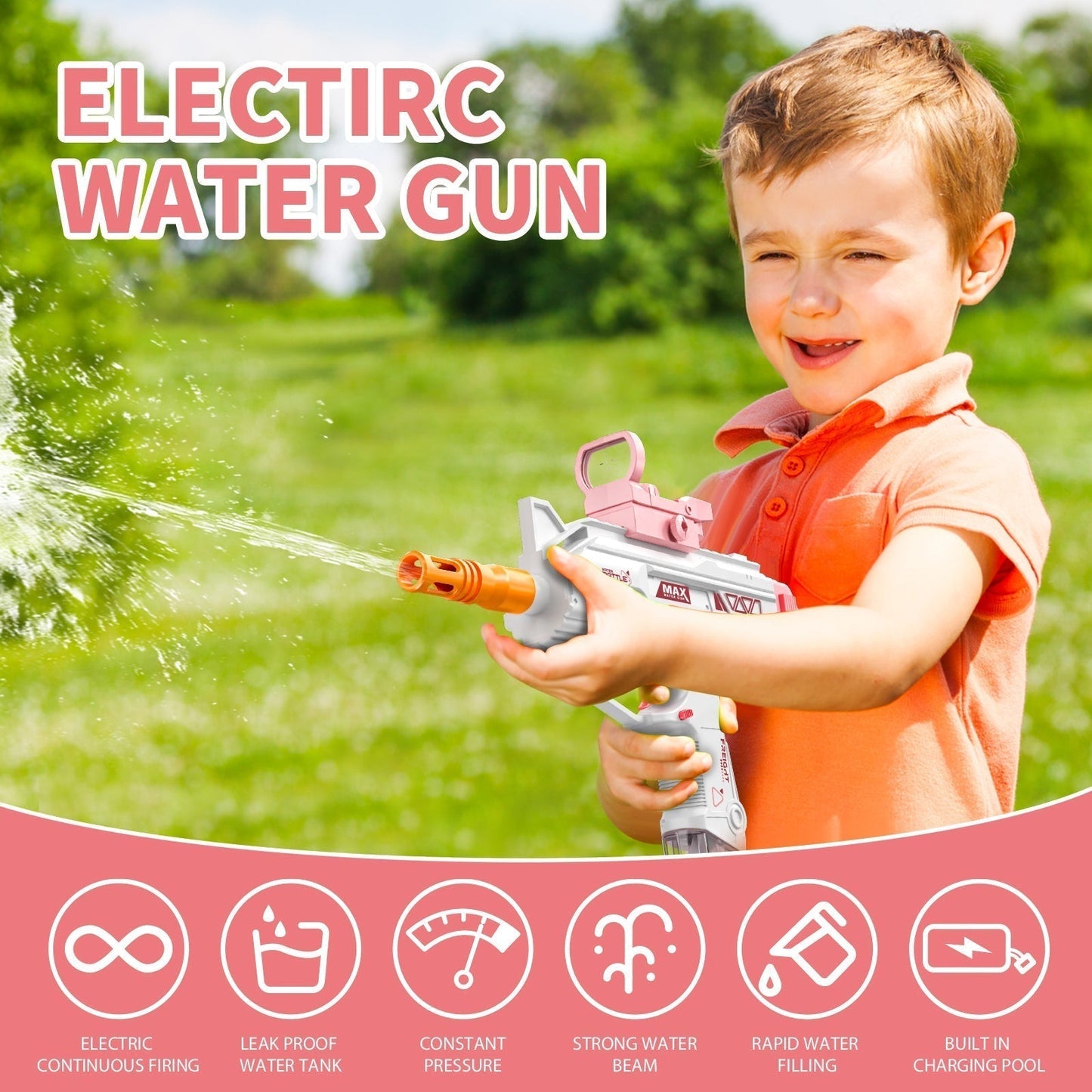UZI electric water gun Children's toy water jet gun summer water play 8+