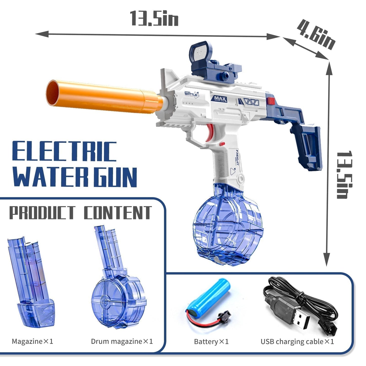 UZI electric water gun Children's toy water jet gun summer water play 8+
