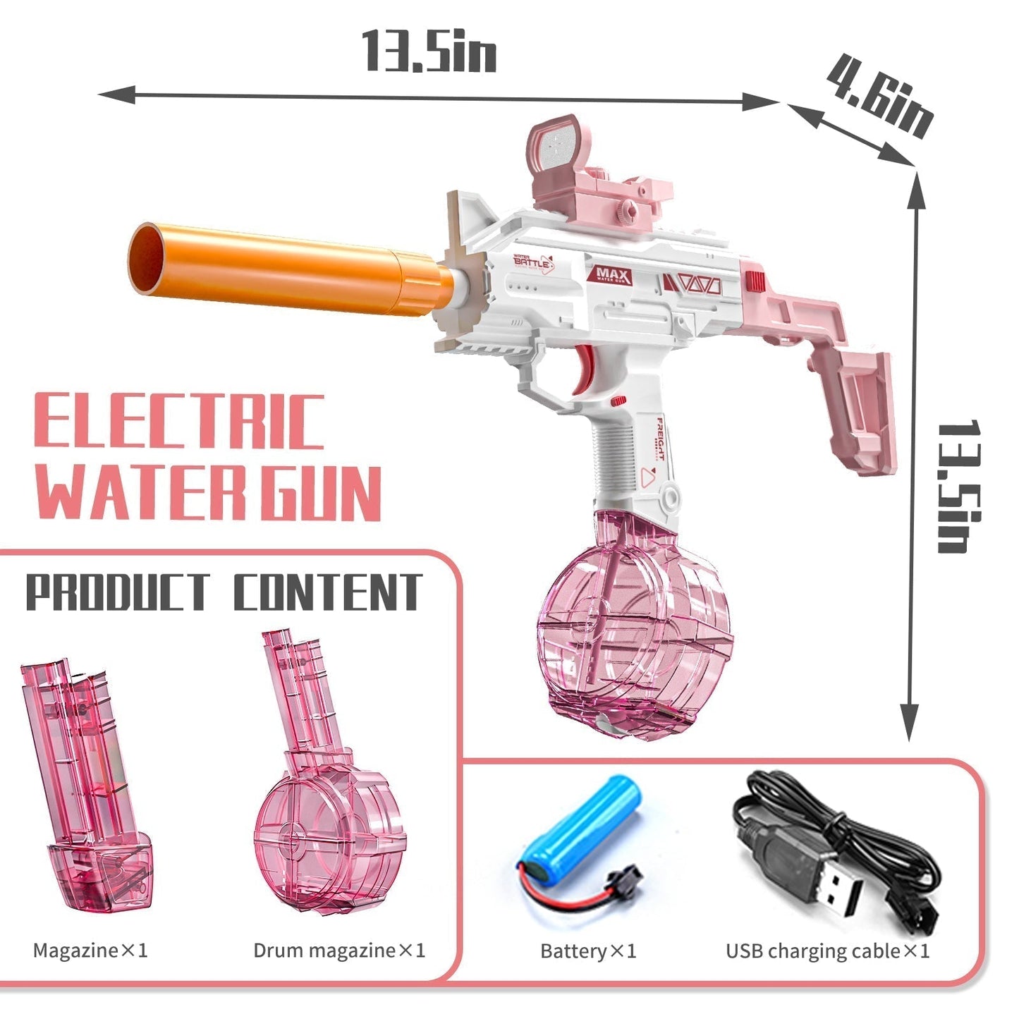 UZI electric water gun Children's toy water jet gun summer water play 8+