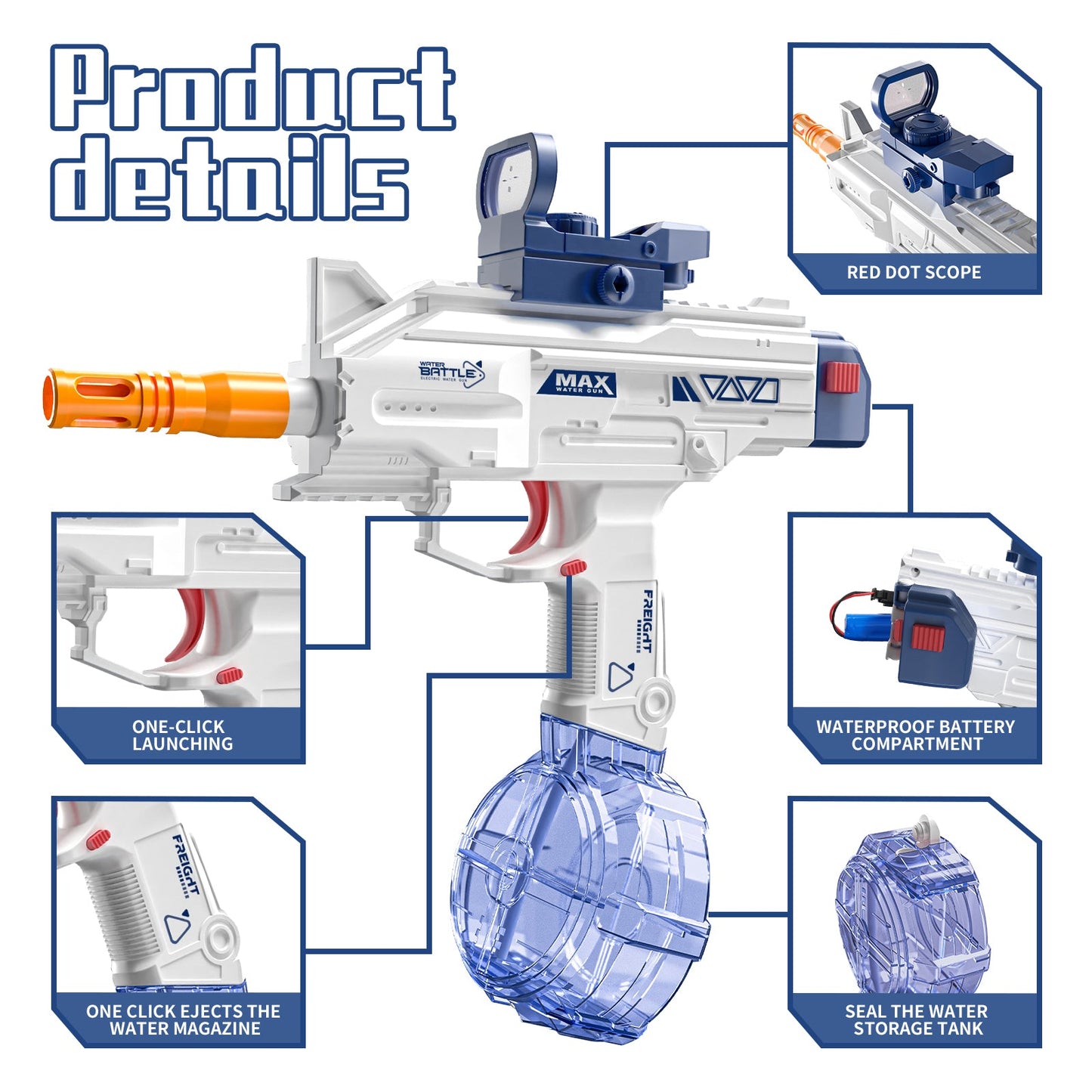 UZI electric water gun Children's toy water jet gun summer water play 8+