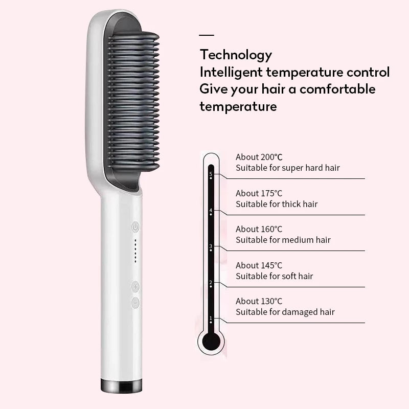 Neu 2 In 1 Haarglätter Heißer Kamm Negative Ionen Curling Tong Dual-zweck Elektrische Haar