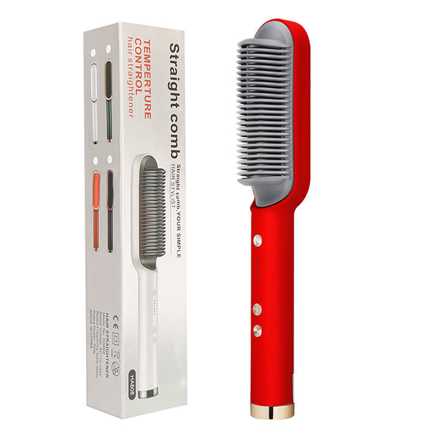 Neu 2 In 1 Haarglätter Heißer Kamm Negative Ionen Curling Tong Dual-zweck Elektrische Haar