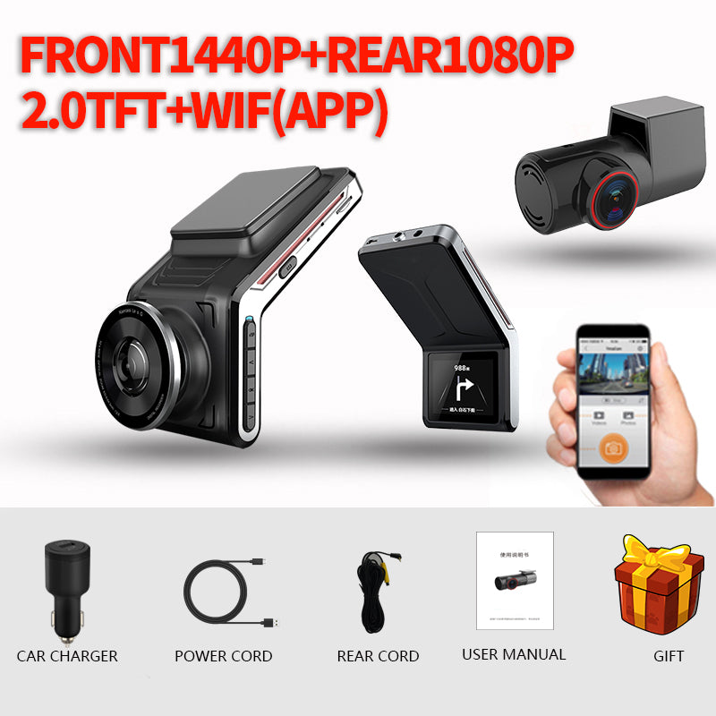 Cámara de salpicadero para coche 4K, cámara frontal y trasera con WiFi, visión nocturna automática, monitor de estacionamiento