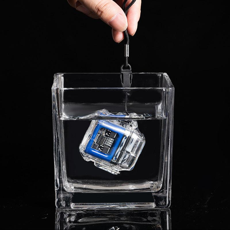 Encendedor de cigarrillos electrónico de doble arco, resistente al agua, con carcasa transparente y USB