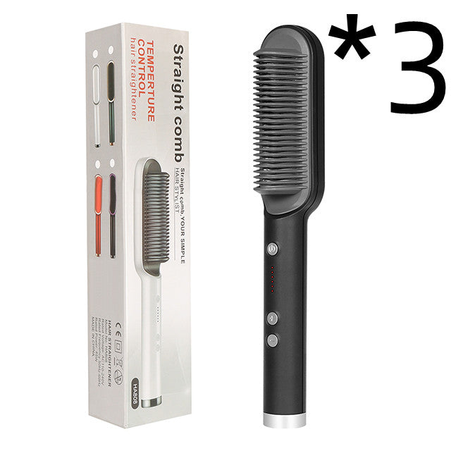 Neu 2 In 1 Haarglätter Heißer Kamm Negative Ionen Curling Tong Dual-zweck Elektrische Haar