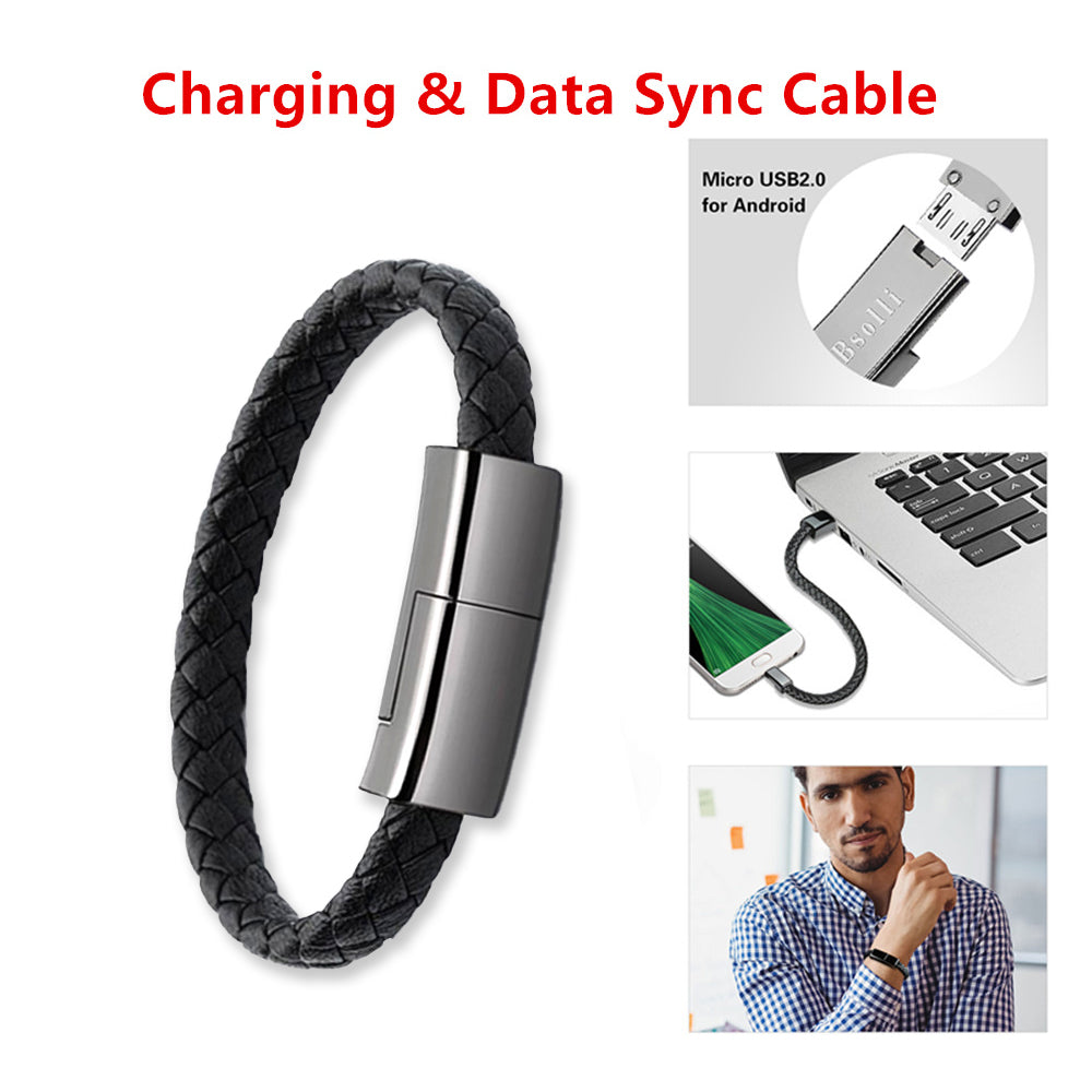 Cable de carga USB para pulsera para iPhone, USB-C y Micro
