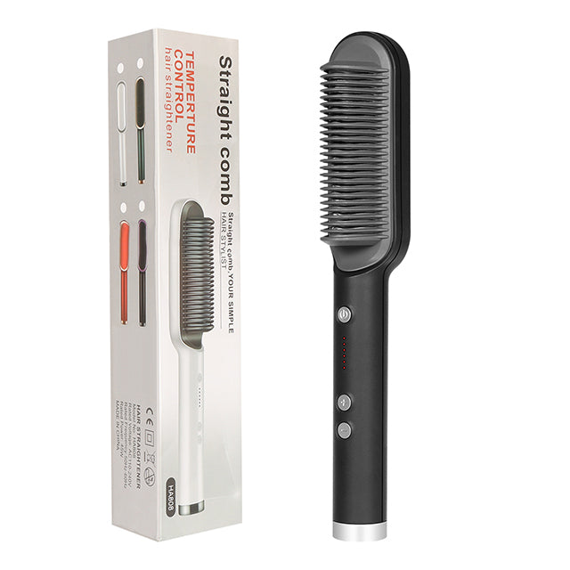 Neu 2 In 1 Haarglätter Heißer Kamm Negative Ionen Curling Tong Dual-zweck Elektrische Haar