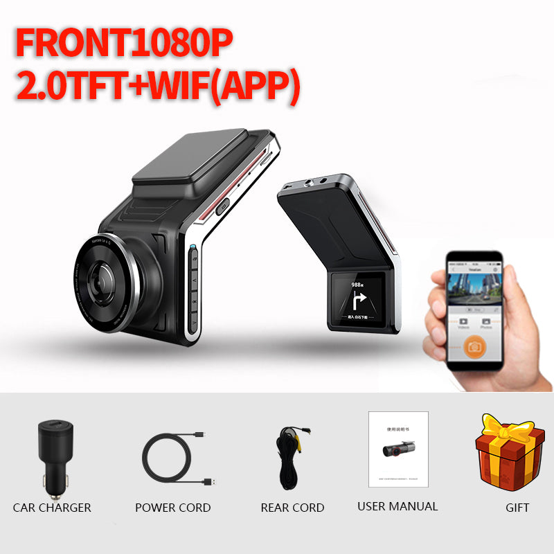 Cámara de salpicadero para coche 4K, cámara frontal y trasera con WiFi, visión nocturna automática, monitor de estacionamiento