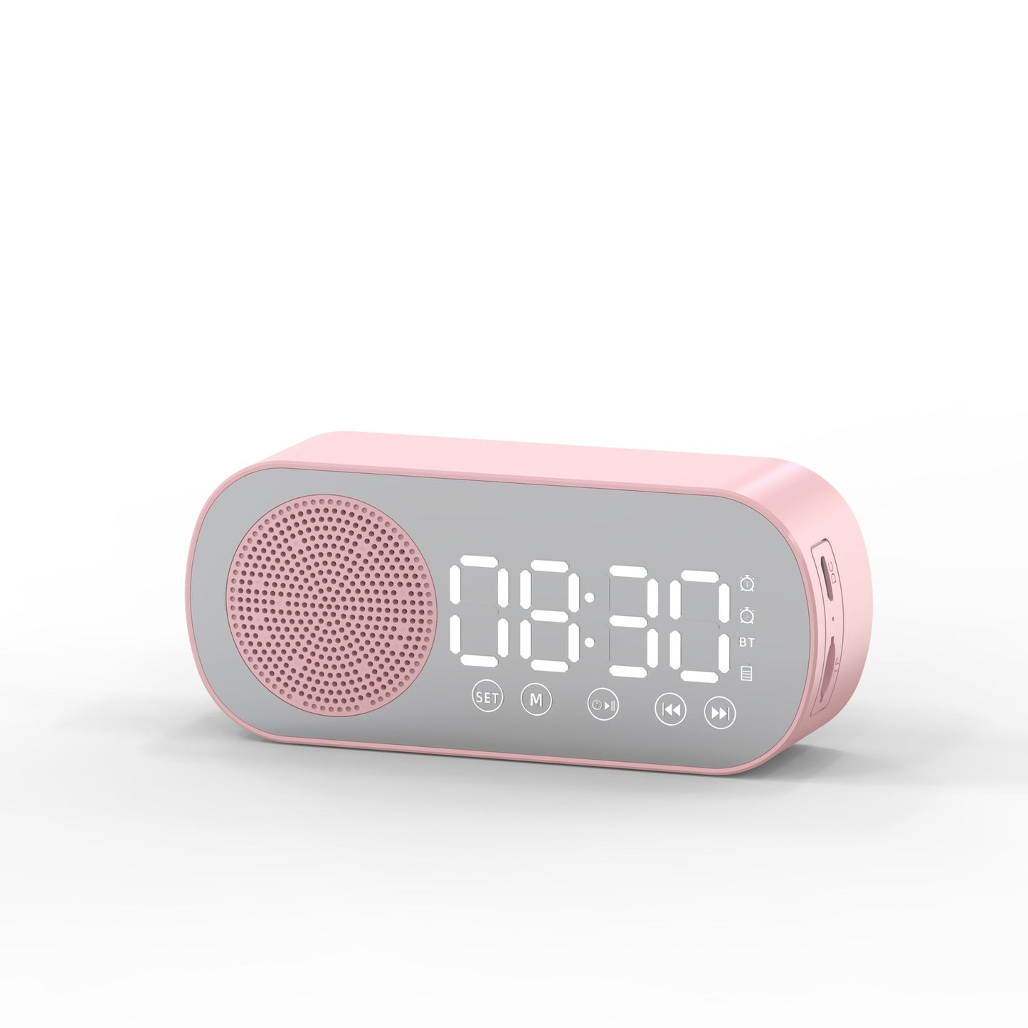 BT Musik Wecker Spiegel FM Radio LED Digital Uhr 2 Alarm