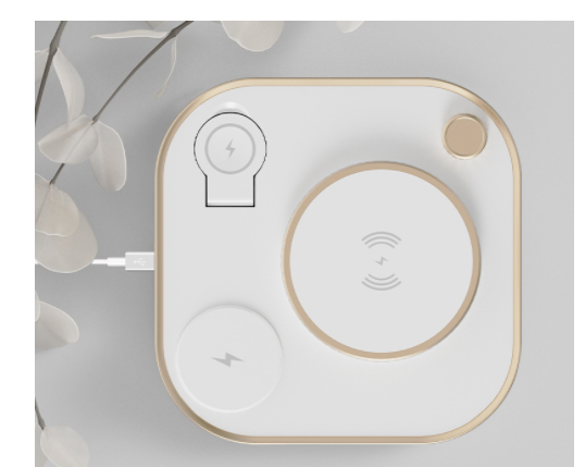 Cargador magnético inalámbrico tres en uno Lámpara de escritorio de carga rápida de 15 W Adecuado para teléfono móvil Reloj Auriculares