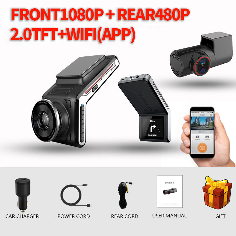 Cámara de salpicadero para coche 4K, cámara frontal y trasera con WiFi, visión nocturna automática, monitor de estacionamiento
