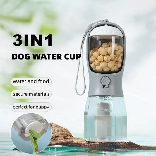 Taza de agua para perros, bebida, comida, bolsa de basura