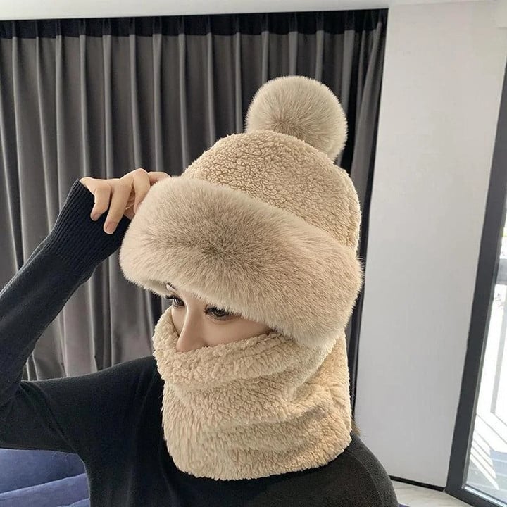 Conjunto de bufanda y capucha de invierno