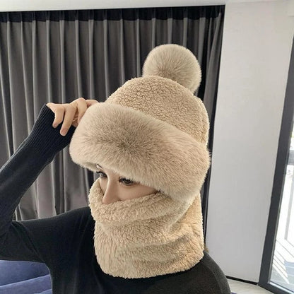 Conjunto de bufanda y capucha de invierno